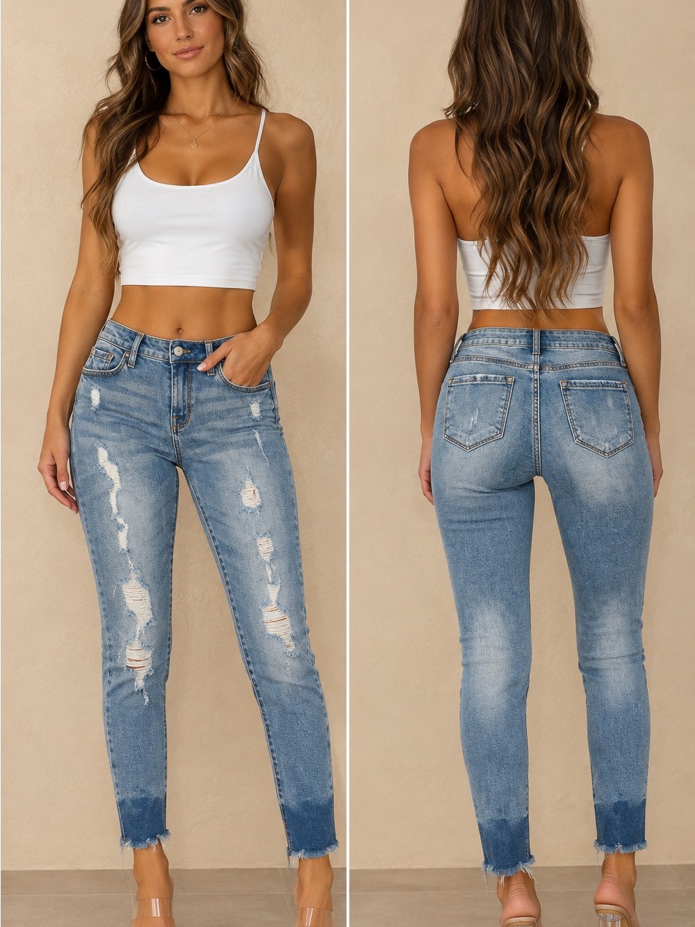 Arizona Jean Co. Women’s Size 3 Mid-Rise Skinny Distressed Jeans